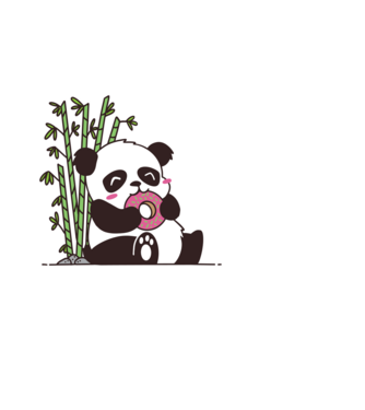 Fánk evő cuki panda minta fekete pólón