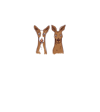 Podenco kutya és kenguru minta királykék pólón
