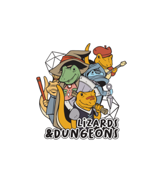 Lizards Dungeons minta fehér pólón