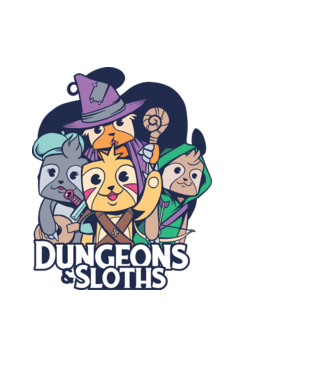 Sloths Dungeons minta világoskék pólón