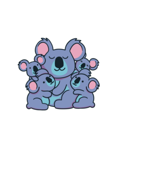 Koala család minta fehér pólón