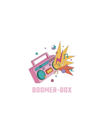 Boomer Box Magnó Retró minta fekete pólón