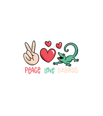 Peace Love Lizards minta fehér pólón