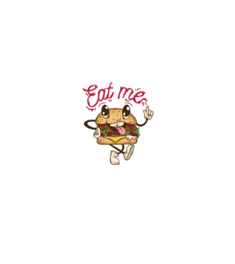 Eat me hamburger minta fehér/piros pólón