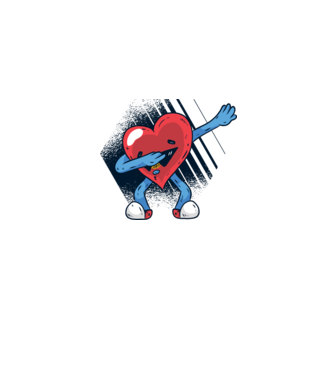 Szív DAB Floss Heart vicces póló Valentin napra minta szürke pólón