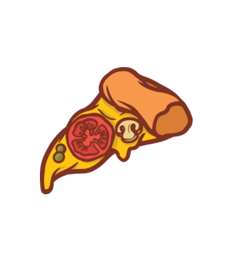 Pizzaszelet minta fehér pólón
