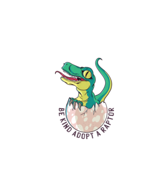 Be kind adopt a Raptor dinoszaurusz póló minta fehér pólón