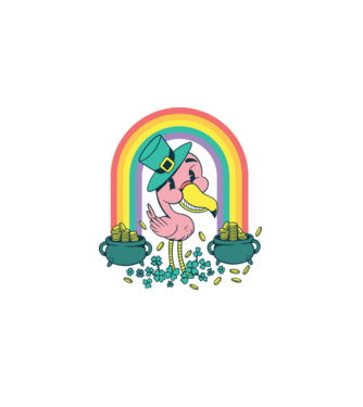 Szent Patrick flamingo minta fehér pólón