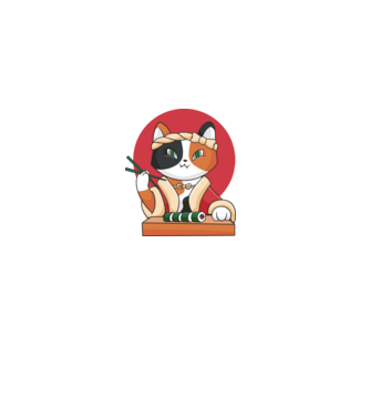 Calico Sushi Macska minta fehér pólón