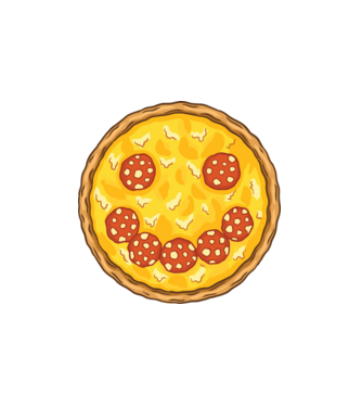 Mosolygós pizza minta fehér pólón