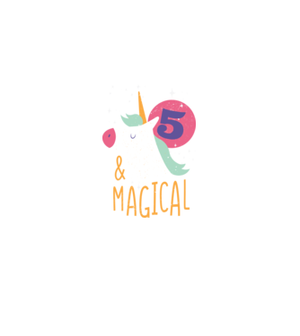 I'm 5 and Magical Unikornis minta fekete pólón