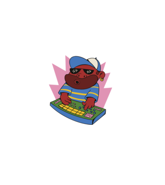 DJ minta fekete pólón