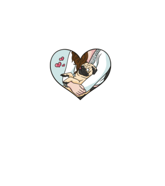 Mopsz szív minta fehér pólón