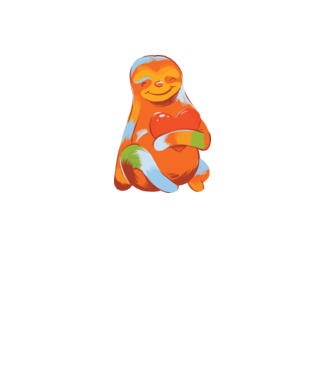 Színes Lajhár minta fehér pólón