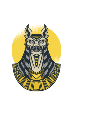 Anubis minta fehér pólón