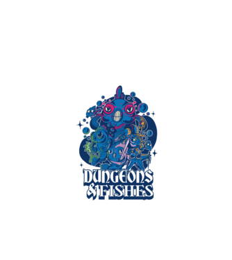 Dungeons And Fishes minta fekete pólón