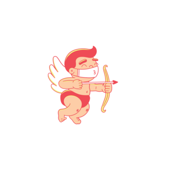 Covidos Cupido minta fehér pólón
