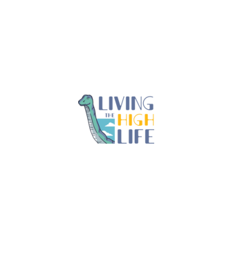 Living the High Life Dinoszaurusz minta fekete pólón