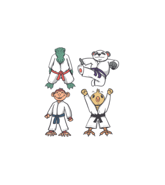 Judo állatok minta fehér pólón