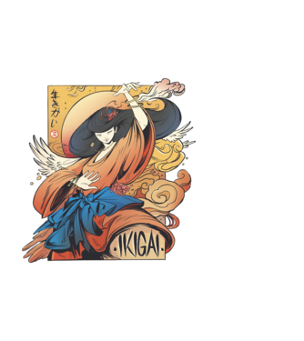 Ikigai minta fekete pólón