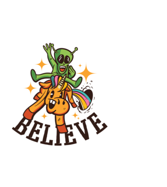 Alien Unikornison minta fekete pólón