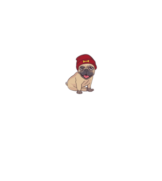 Mopsz sapkában minta fekete pólón