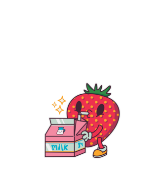 Strawberry Drinking Milk minta fekete pólón