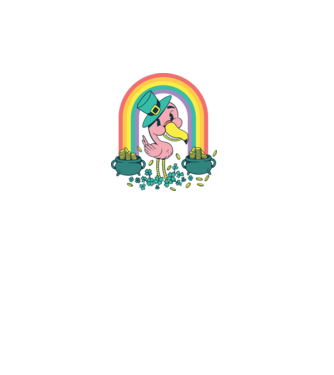 Szent Patrick flamingo minta fehér pólón