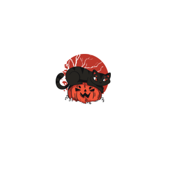 Cica Tök fejen Halloween minta fekete pólón