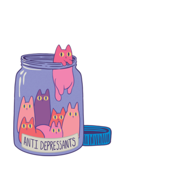 Antidepresszáns minta világoskék pólón