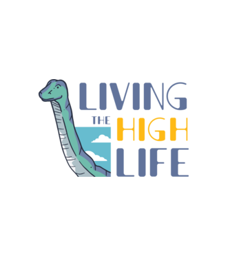 Living the High Life Dinoszaurusz minta fehér pólón