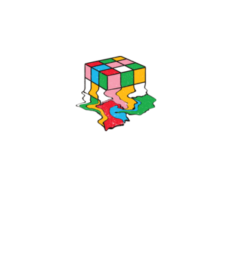 Olvadó Rubik kocka minta fekete pólón