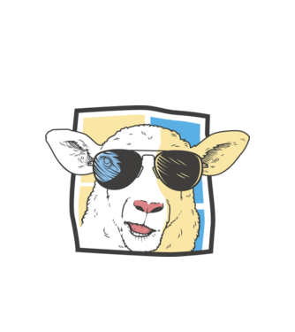 Sheep With Sunglasses minta fehér pólón