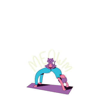 Meowm - Cica Jóga minta sötétkék pólón