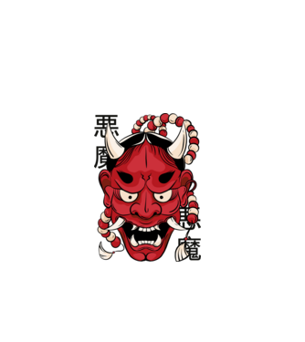 Hannya Démon Maszk minta fehér pólón
