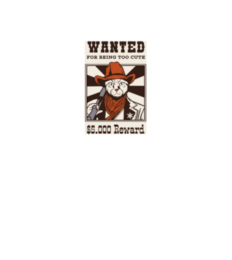 Wanted for being too cute Cicás Cowboy minta fekete pólón