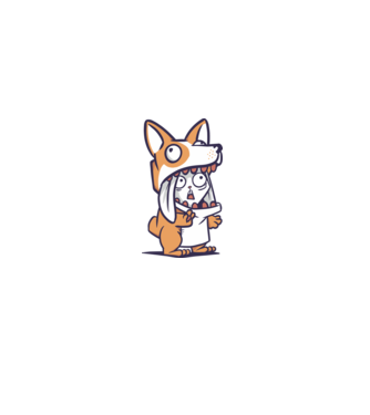 Cuki Nyuszi Corgi jelmezben minta fehér pólón