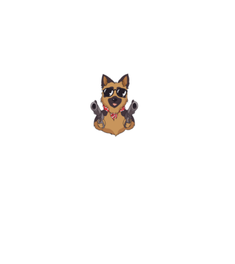 Pew Pew Madafakas Németjuhász minta fekete pólón