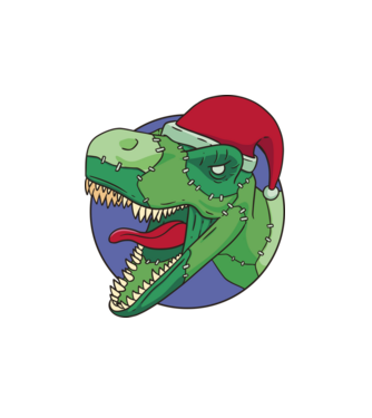 T-rex Santa minta fehér pólón