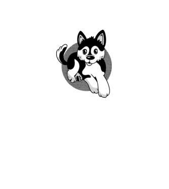 Pomsky Kutya minta világoskék pólón