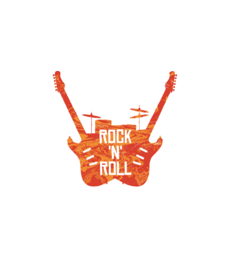Rock N Roll Gitár minta fehér pólón