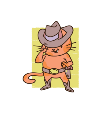 Cowboy macska minta fehér pólón