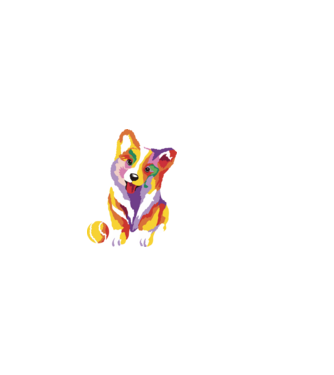 Színes Corgi minta sötétkék pólón