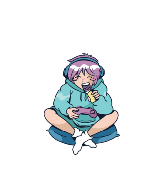 Anime Gamer Lány Csokival minta fehér pólón