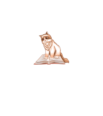 Cat Reading Book minta királykék pólón
