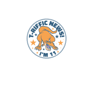 T-rex Terrific news i'm 11 minta világoskék pólón