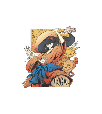 Ikigai minta homokszín pólón