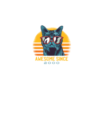Awesome since 2000 Cat Cicás póló minta fekete pólón