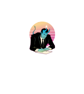 Devil vaporwave minta fekete pólón