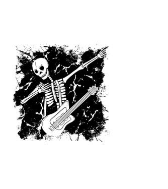 Csontváz gitáros dab minta világoskék pólón